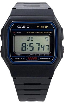 Casio Armbanduhr Uhr 3ATM Watch F-91W-1Y schwarz weiß Digital Herren Damen F-91W
