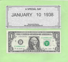 JANUARY 10, 1938 .. 2009 $1  C 1938 0110 C .... BIRTHDAY NOTE   1938-01-10