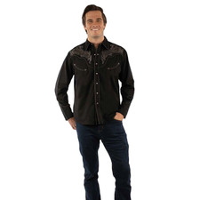 Scully Men's Solid Western Black Snap Shirt P-930-BLK