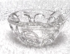 Elegant Thick Glass Open Salt Dip w Oval Inset Design Thumb Print 1 7/8 W x 3/4T