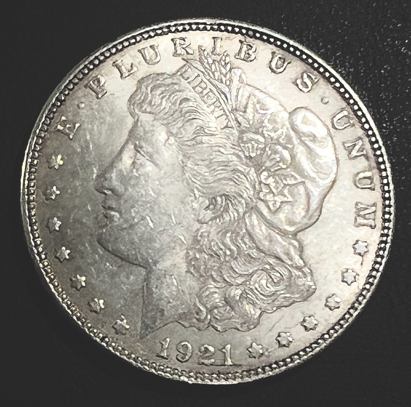 1921-D Silver Morgan Dollar -WITH DIE BREAK Scarce  High Grade  Lustrous