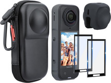 Carrying Case Bag for Insta360 X5, Silicone Lens Cap, 2-Pack Screen Protector wi
