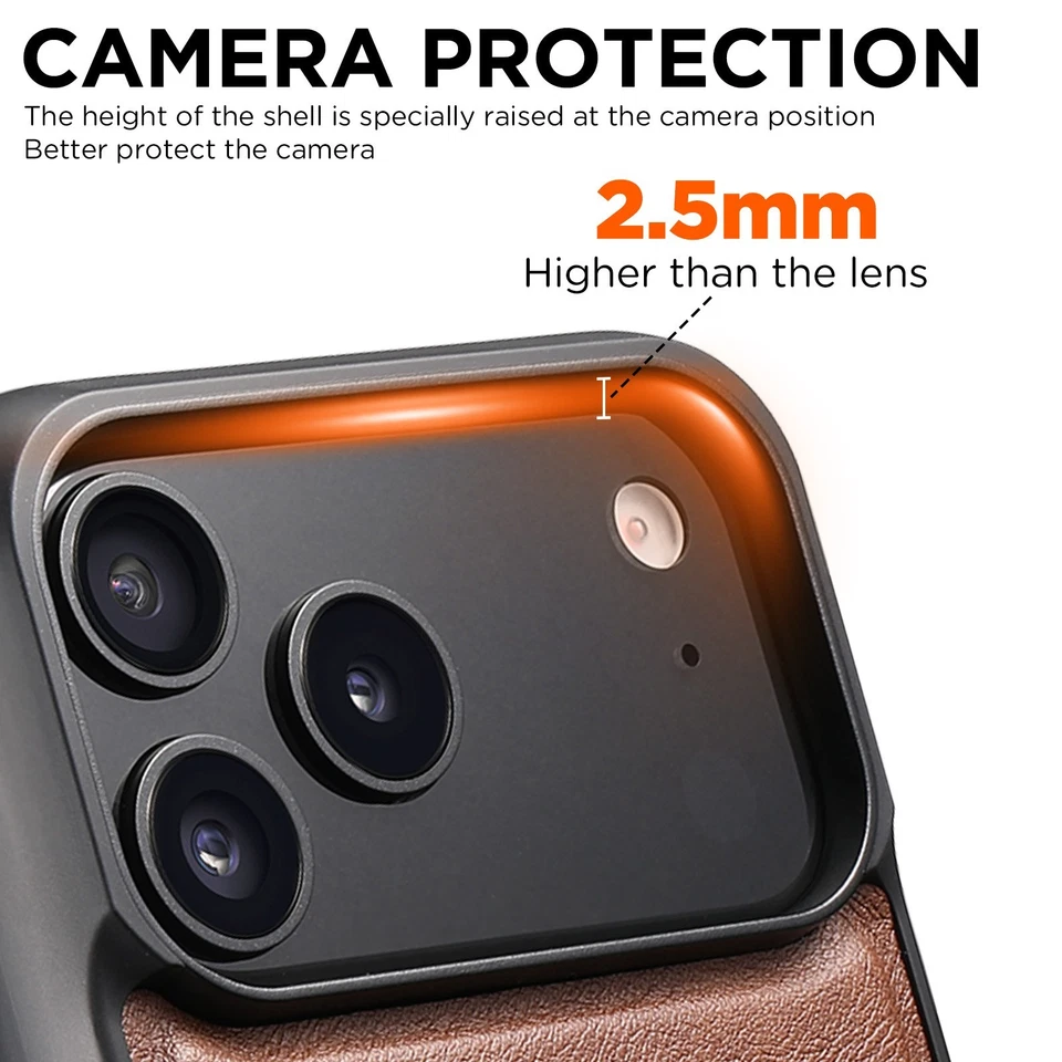 Funda de cuero para teléfono iPhone 17 Air 17 ProMax 16 Pro Max 15 12 13 14 Foto 4 de 4