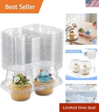 25 Pcs 2 Cavity Clear Cupcake Containers