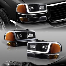 For 1999-2006 Gmc Sierra 1500 2500 Drl Led Black Amber Headlightsbumper Lamps