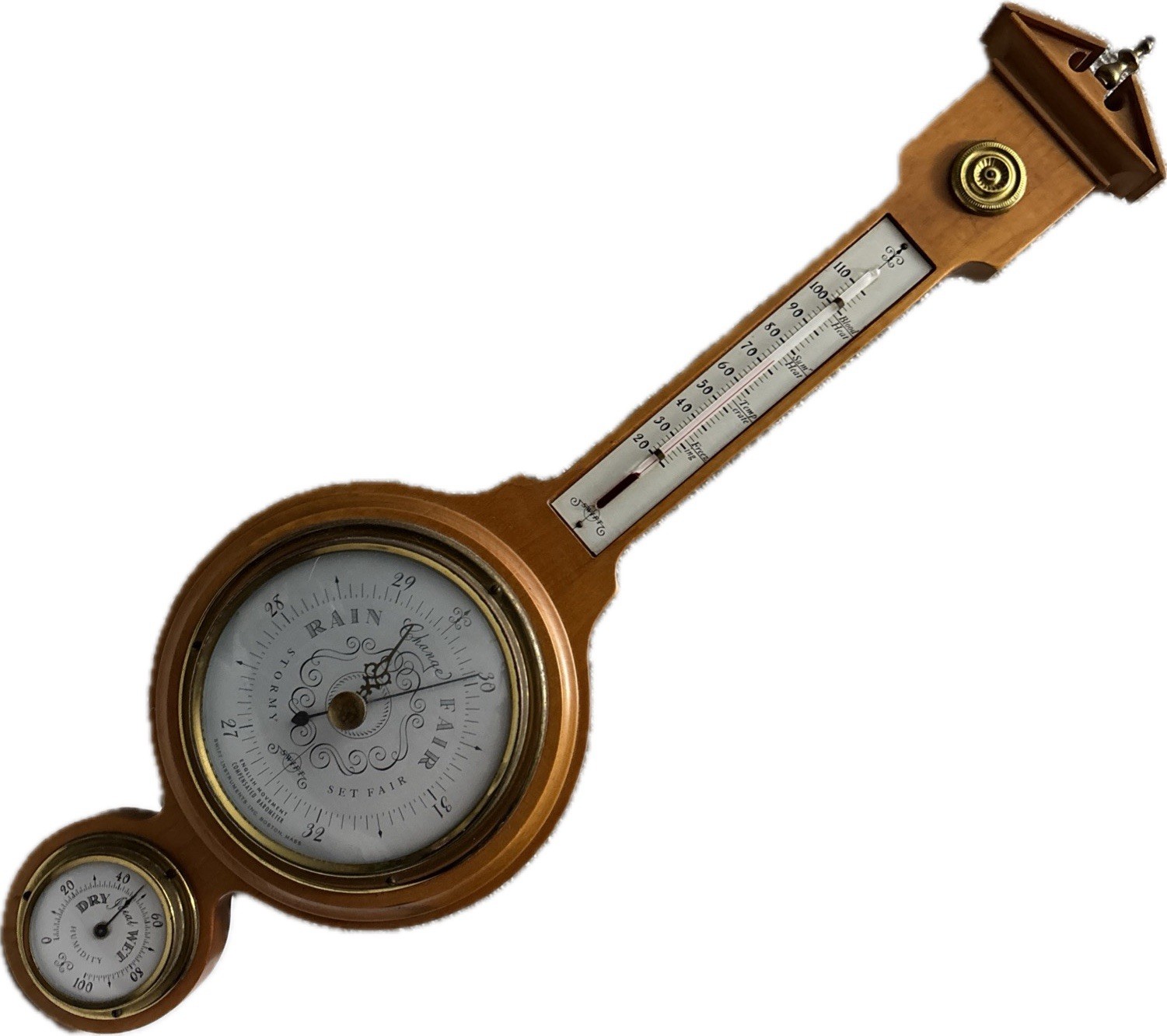 Wall Barometer Banjo Wood Style 21&rdquo; Works