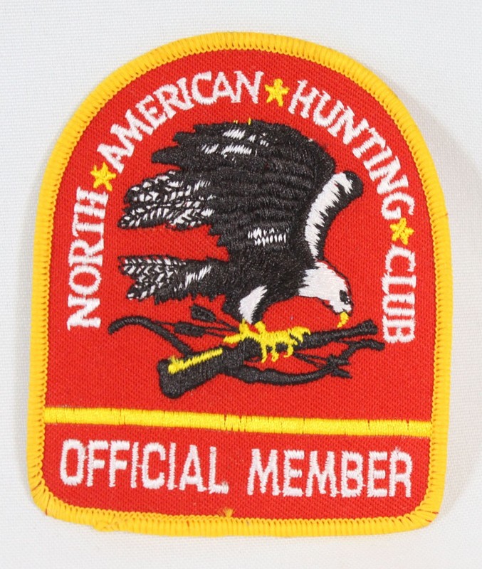 Vtg Patch North American Hunting Club Official member Red Eagle Rifle Gun Unused