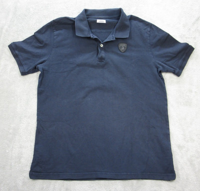 Automobili Lamborghini Polo Shirt Mens Small Navy Blue Pullover Stretch