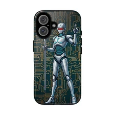 Pixel Art Robot iPhone Case Retro 8Bit Sci-Fi Cyberpunk Phone Cover Vintage Game