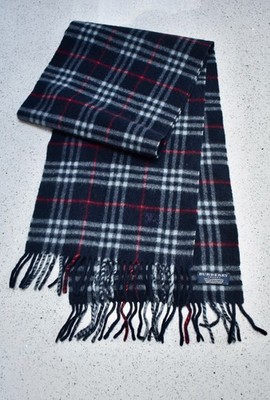 Burberry London 100 % Lammwolle blau & rot Nova Check Schal 65 x 11