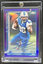 2025 Topps Chrome Jahmyr Gibbs Auto Autograph Purple Refractor #/75 Lions