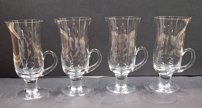 4 Very Fine/Delicate Handblown Dartington Crystal Irish Coffee Mugs
