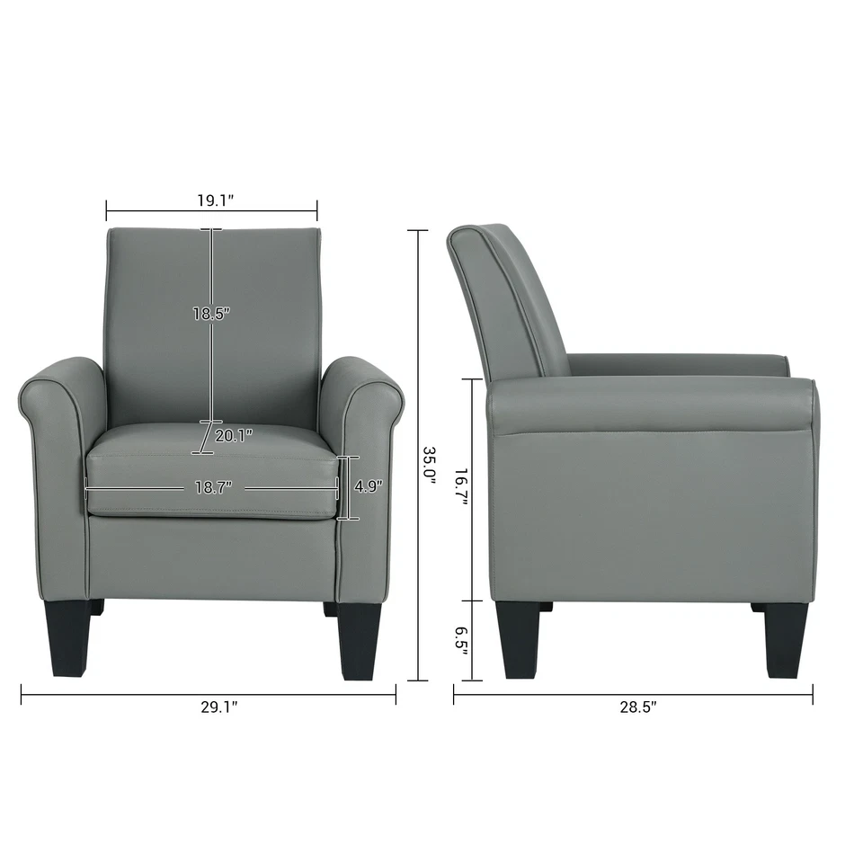 Faux Leather Accent ArmChair Modern Chair Comfy Single Sofa for Living Room - Image 2 of 4