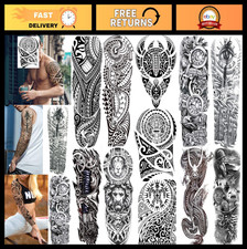 11 Sheets Maori Temporary Tattoo Sleeves for Men  Women - Waterproof Tribal Des
