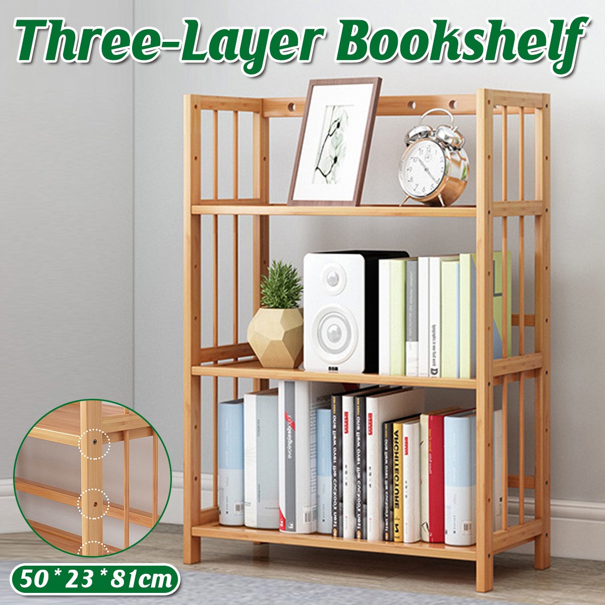 Simple Bookshelf Floor Rack for Home Office Living Room Kids Students Assembly