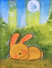 Aceo Original Mixed Media Art Bunny