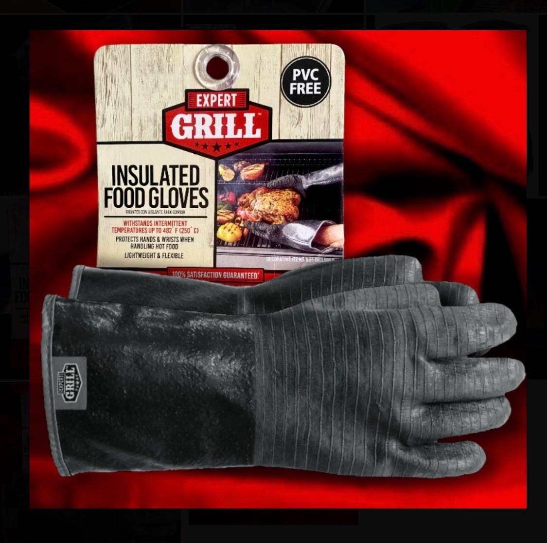 1 Pair Heat Resistant Insulated Grilling Gloves 250°C/482°F Protect Hands/wrists