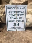 Vintage Rhode Island Historical Smithfield RI Cemetery Sign Dark Art Decor Signs