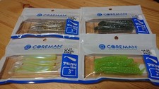 Coreman Alkali Shad 3 inch 4 bag set, Sandeel, Chart Pearl, Silerside, Lime