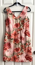 TALBOTS 100% Cotton Watercolor Floral V-Neck Sleeveless Sheath Dress Sz 8 Petite
