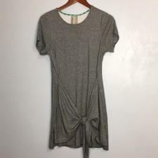 Dolan jersey knit heathered short sleeve scoop neck faux wrap comfort dress XS