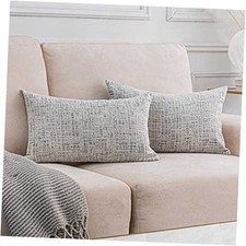 White Lumbar Pillow Cover 12x20 20" x 12" Pack of 2 Cream Mixed Black