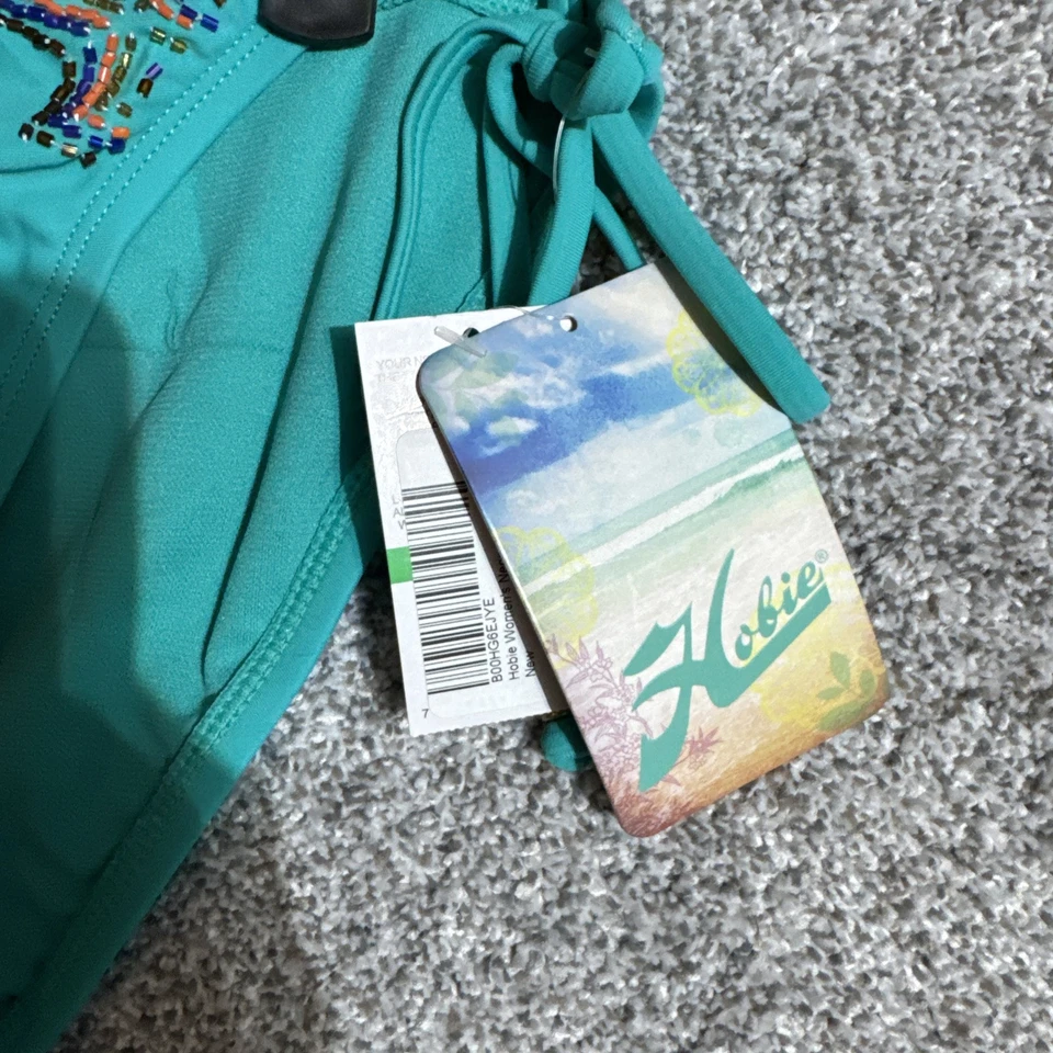 Parte inferior de bikini de natación años 90 Y2K talla L con cuentas lazo lateral boho tribal resort elegante festival Foto 2 de 4