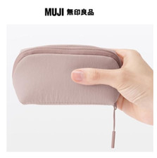 MUJI Water Repellent Recycled Nylon Compact Pouch Pink Small Case 11 3.5 6cm
