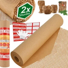 Honeycomb Packing Paper 15"x135' Roll with 15" x 135', Brown 