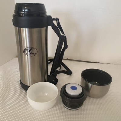 Bass Pro Shops 48 oz stainless steel THERMOS FLASK WITH CARRY HANDLE