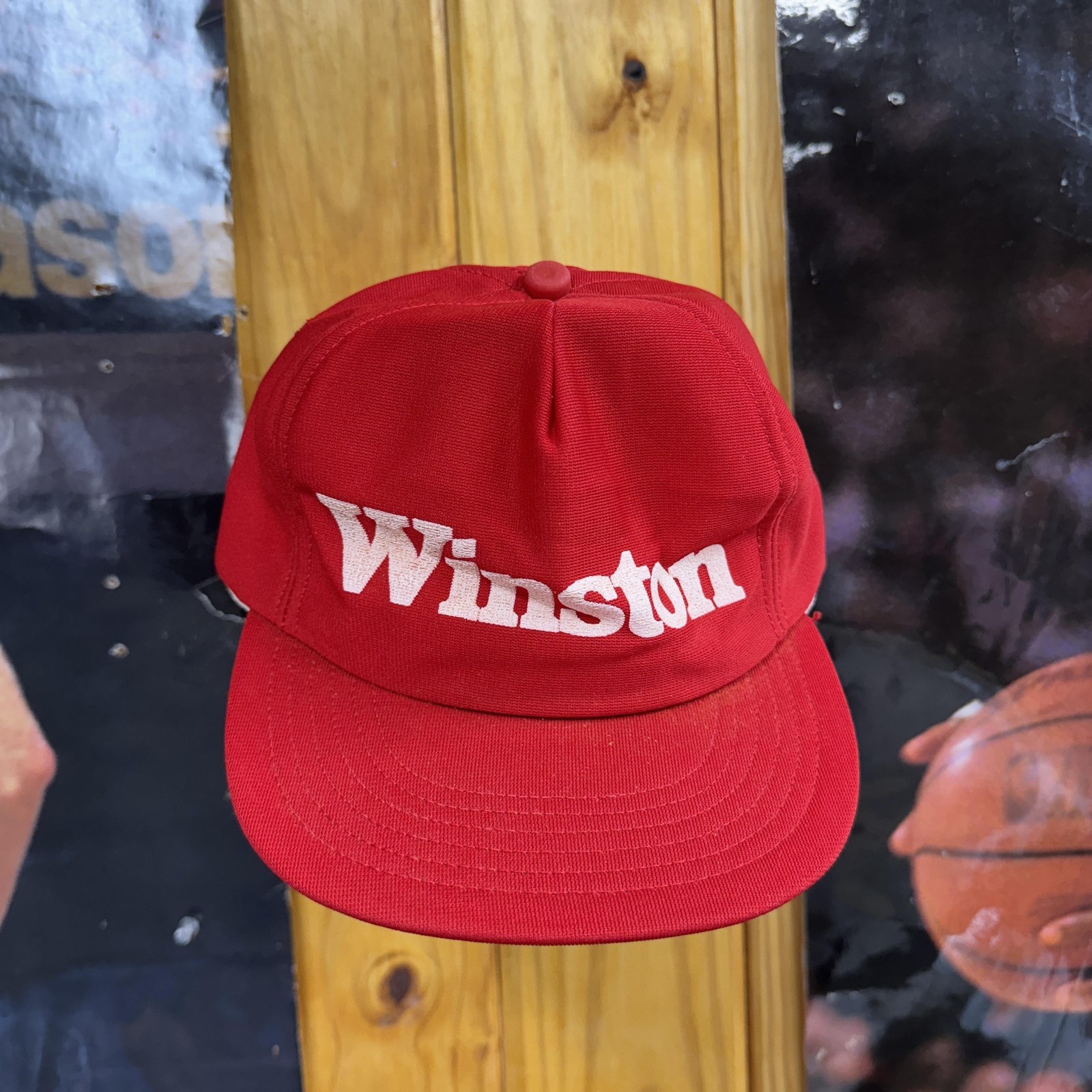 Vintage Winston Hat Cap Snap Back Red Advertising Promo Made in USA Mens 90s