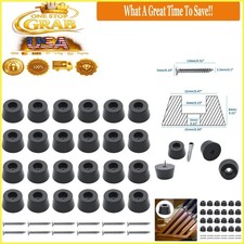 24pcs Rubber Feet Bumpers with Screws, Non-Slip, 15mm W x 8mm H Black