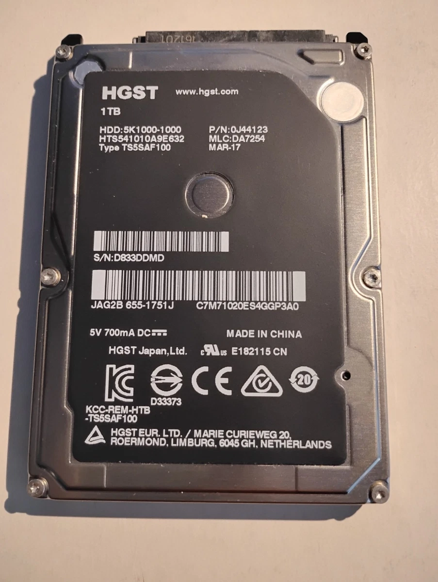 HGST 1TB SATA III 5400RPM 2.5 Inch Internal Hard Disk Drives for