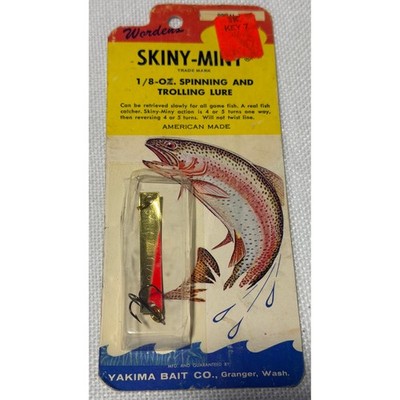 Vintage Worden Skiny-Miny 1/8 oz Spinning Trolling Lure Yakima Bait Co Gold Red