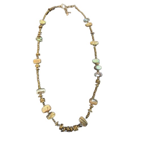 Silpada N1729 Boho Beaded copper Abalone shell green 17-21” NLA Vintage RARE! 📿