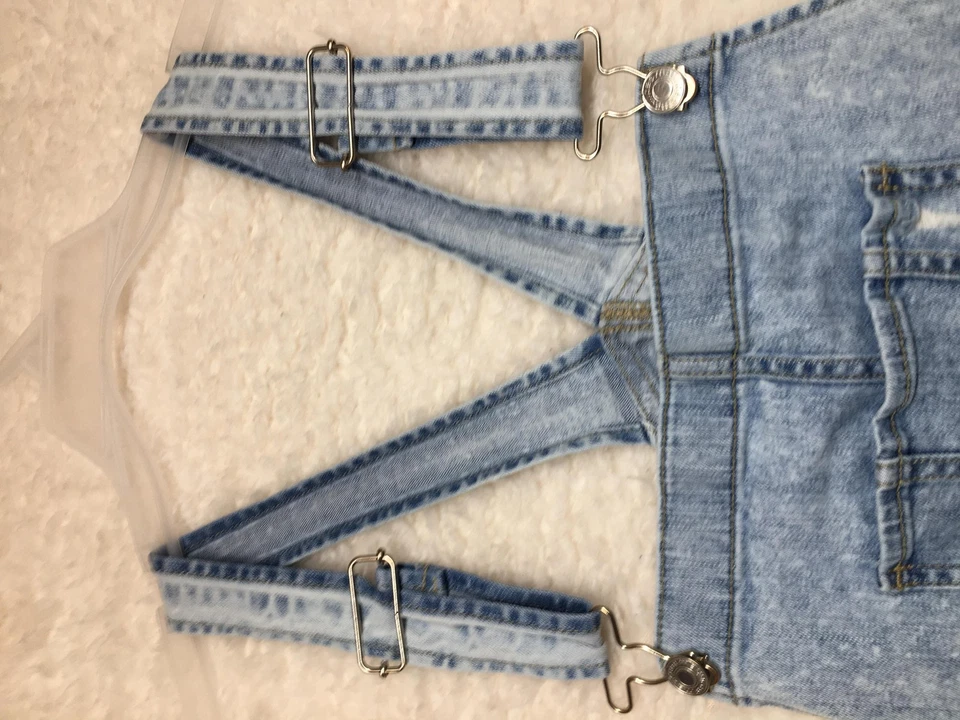 Maurices Overall Shorts Womens Large Distressed Ripped Denim Jean Adjustable - Image 2 of 4