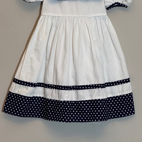 Vintage Bryan Girl's Size 4 Blue and White Polka Dot Sailor-Style Cotton Dress - Picture 3 of 11