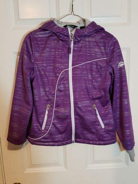 Girls SNOZU Softshell Purple Fleece Lined Zip Up Coat Jacket Hooded ...