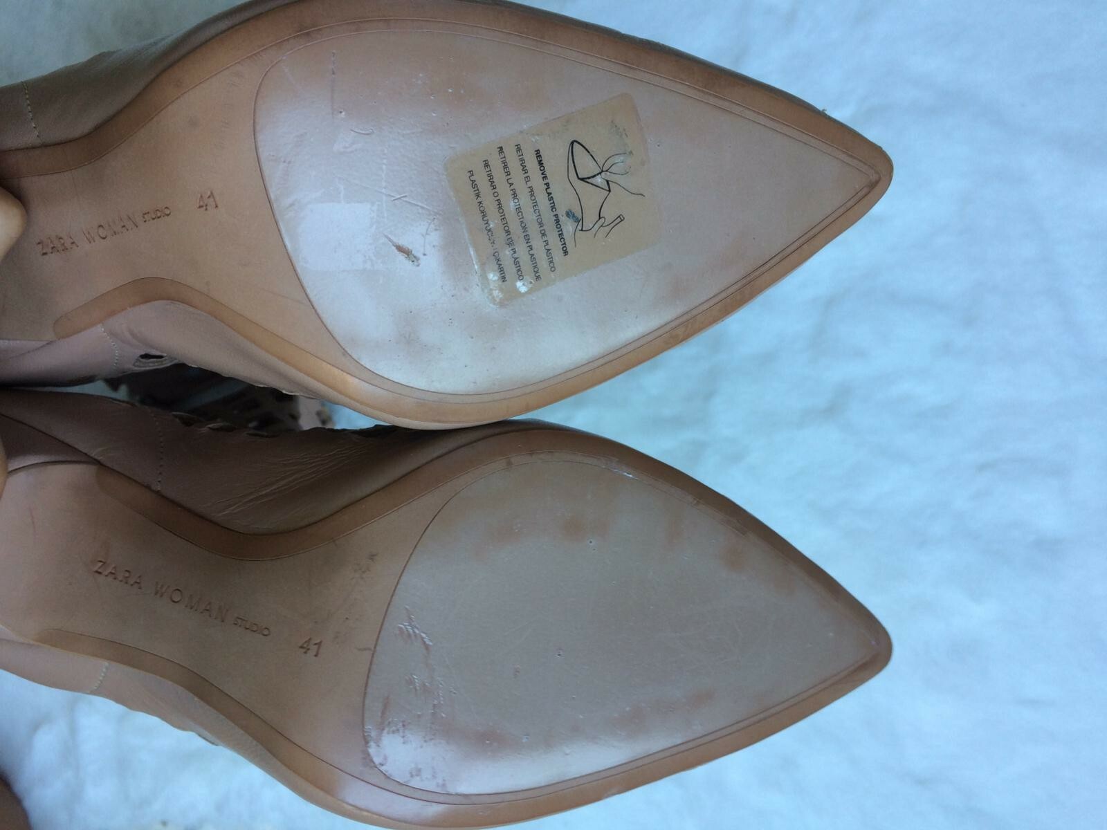 ZARA VERY RARE NUDE DIE-CUT LEATHER HIGH-HEEL UK10 EU41 6558/201 BOOTS OPENWORK image 10