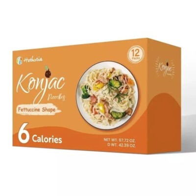 Hethstia Shirataki Noodle Low-Carb Pasta, 12 Packs Konjac Fettuccine Pasta Gl...