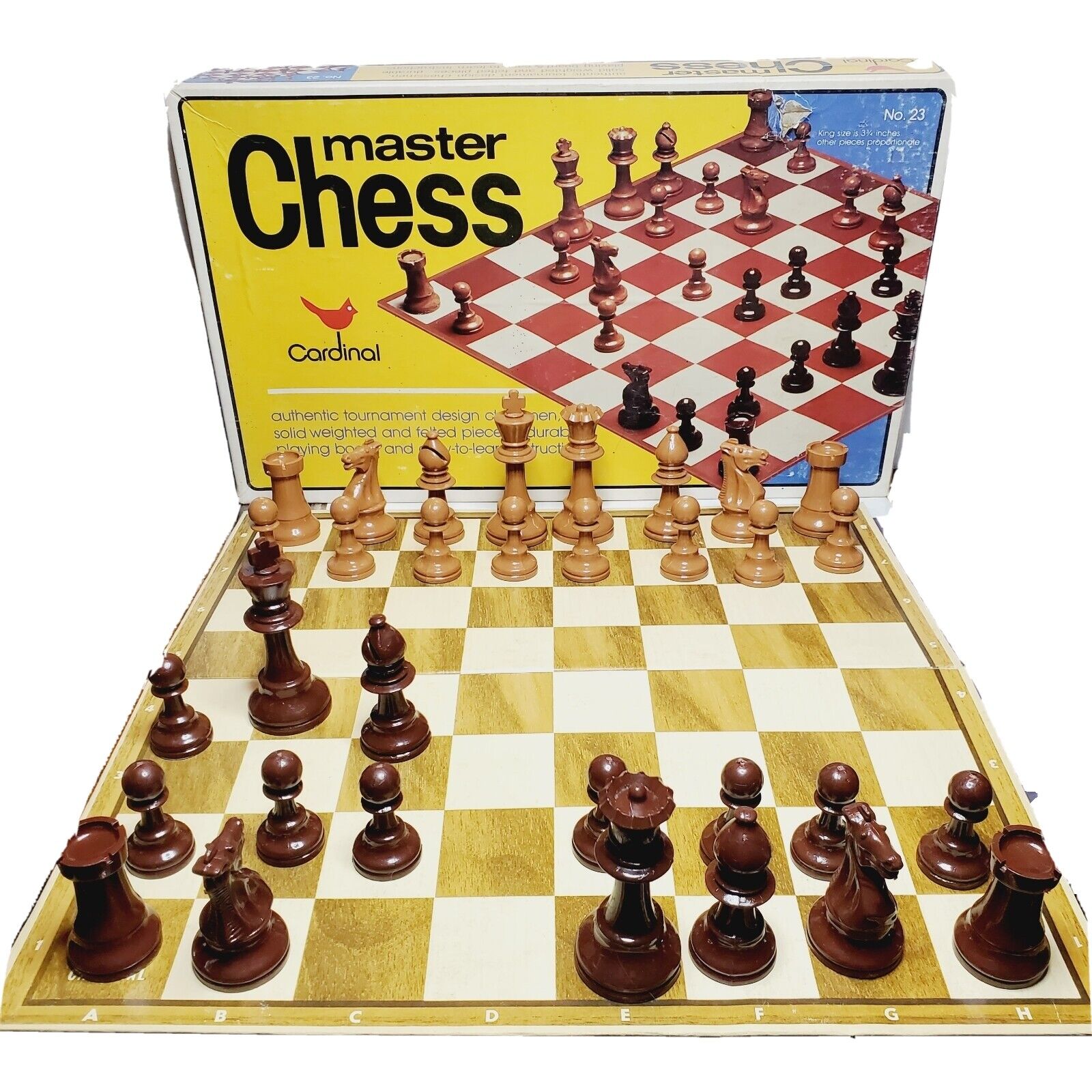 Vintage 70s Master Chess Set Game Cardinal #23 Tournament Size Staunton  weighted