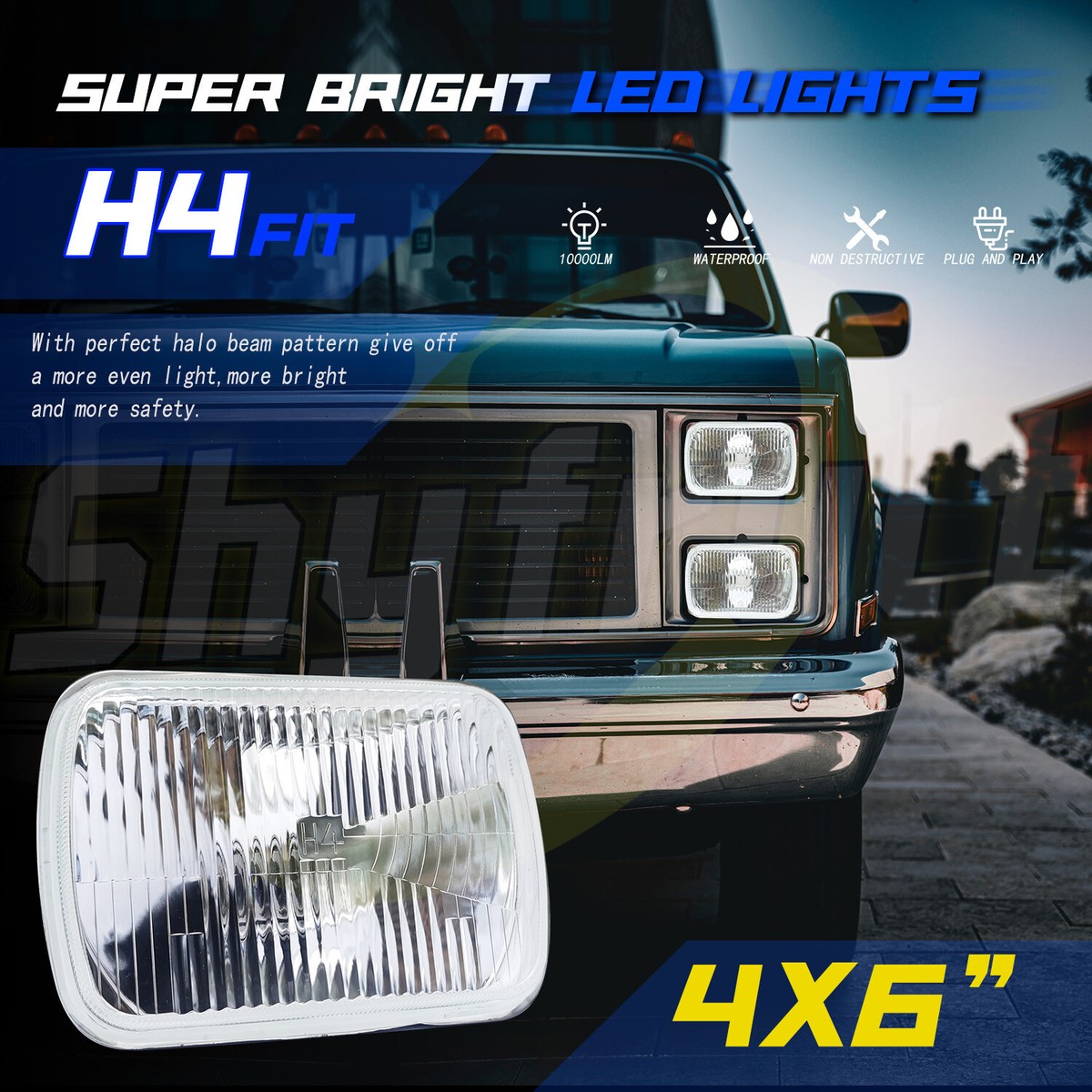LX-LIGHT 4x6 Inch LED Projector Headlight Set – 4-Pack For Isuzu NPR (1991-2005) & Trucks