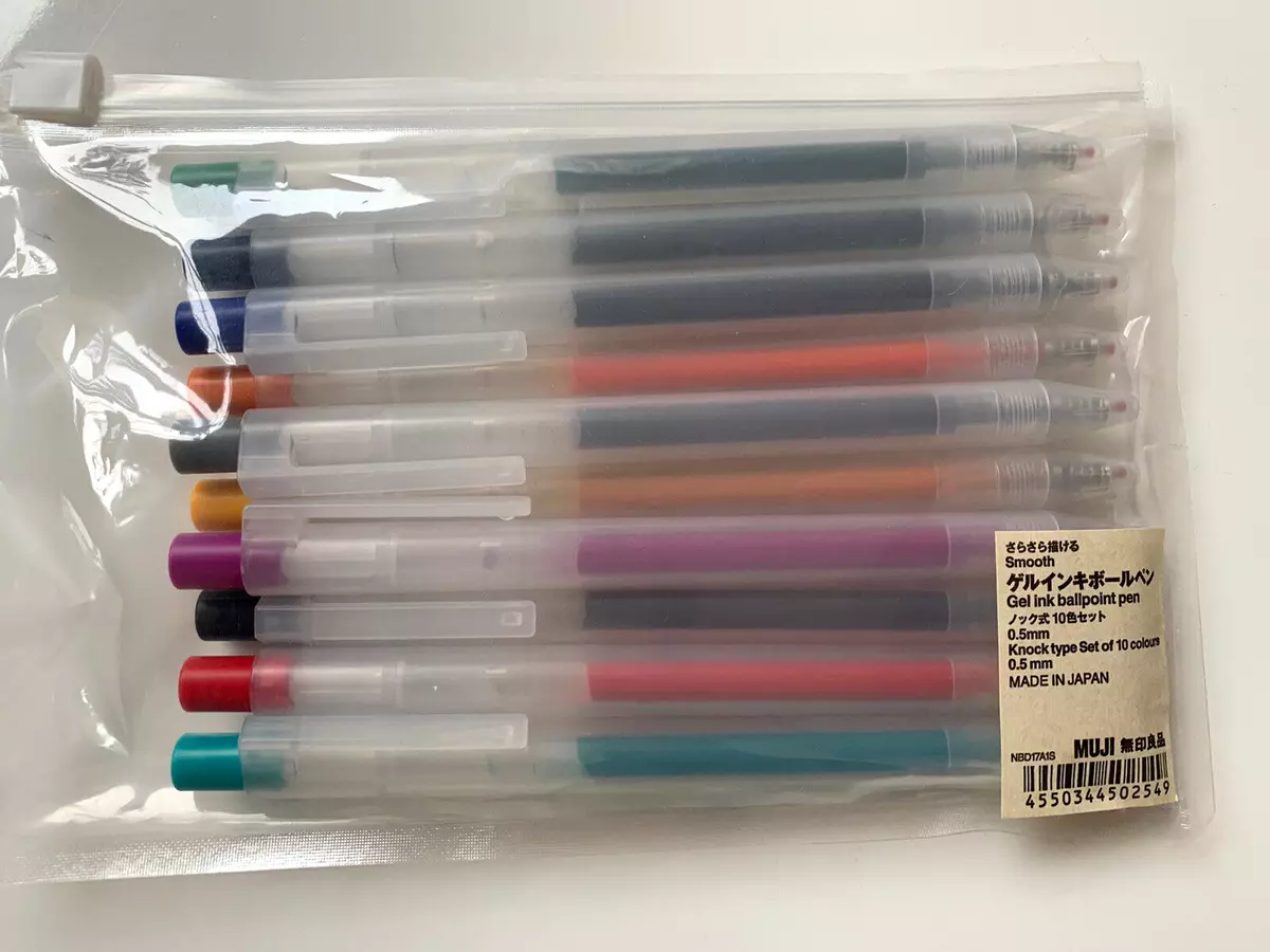 Muji Pen Red Black Blue Japan Click Gel Ink Pens 0.5mm Pens