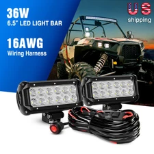 Nilight LED Light Bar 2PCS 36W Flood Lights Wiring Harness Kit Off Road Truck 7"