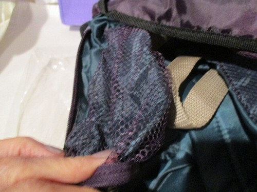 AVON Foldable Backpack Purple/Green 26"L x 17"W(empty) 2 Mesh Side Pockets 2013 - Picture 6 of 16