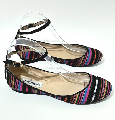 Steve Madden Kovert Festive Multicolor Striped Ballet Flats Size UK
