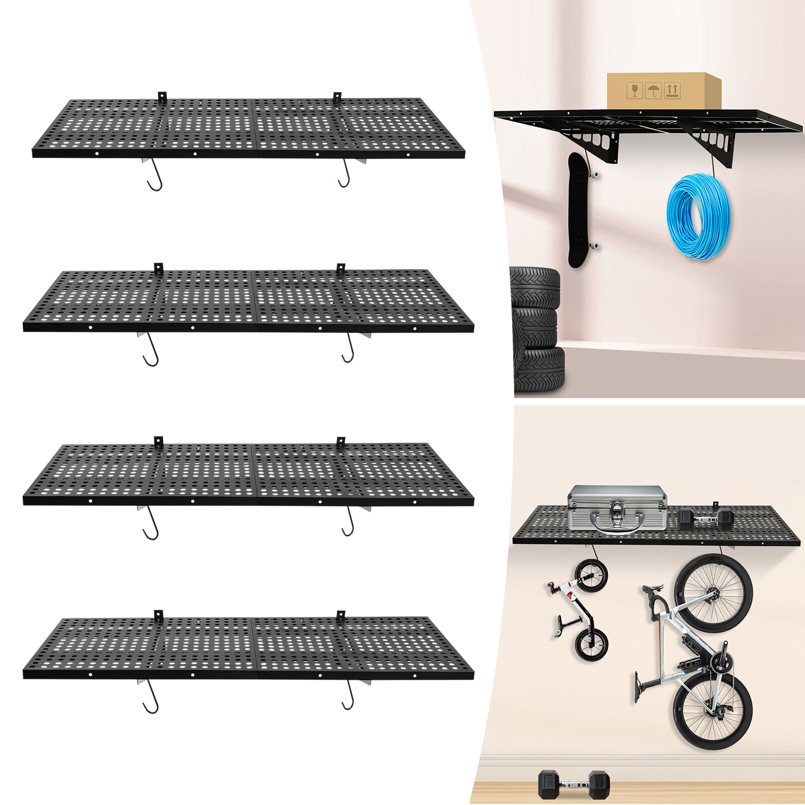 Garage Floating Shelves Shelf Wall Mounted Storage 4pc 4x1.7 ft up to 560lbs
