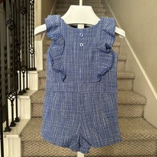 Janie Jack Girls Royal Blue Boucle Tweed Romper Outfit Spring Gazebo 2T