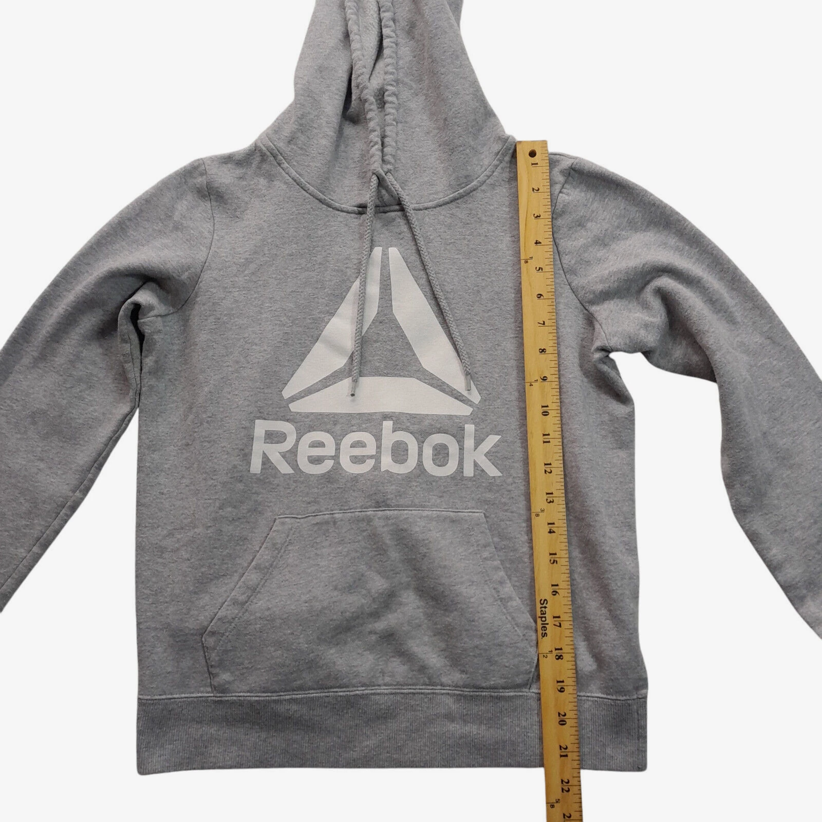 OFF WHITE Felpa con cappuccio Reebok donna XS grigio+avorio int.+logo coulisse costa laterale spaccata