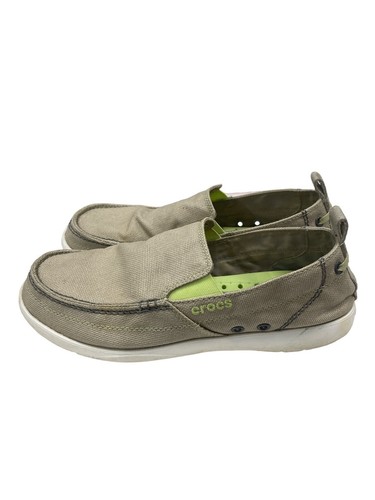 Crocs Men's Walu 11270 Canvas Slip-on Comfort Loafers Beige Shoes Size 9 EUC - Picture 4 of 10